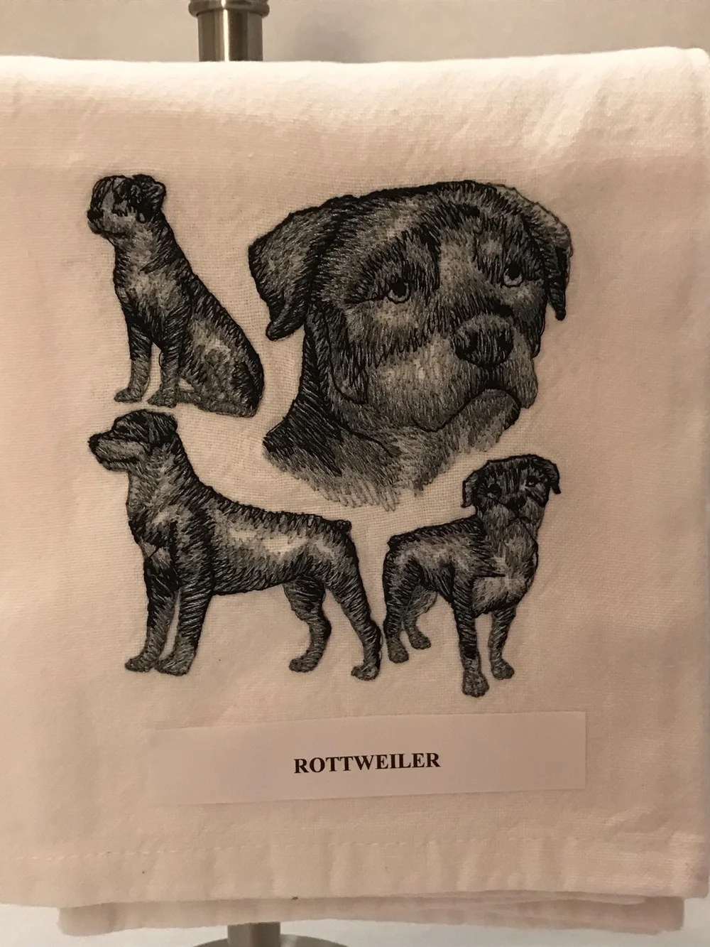 Rottweiler Machine Embroidered Dish Towel